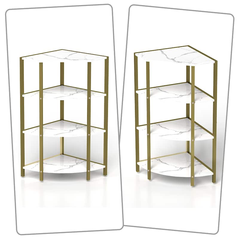 Modern minimalist Corner Open Shelf with open shelves and metal frame for bedroom living room office