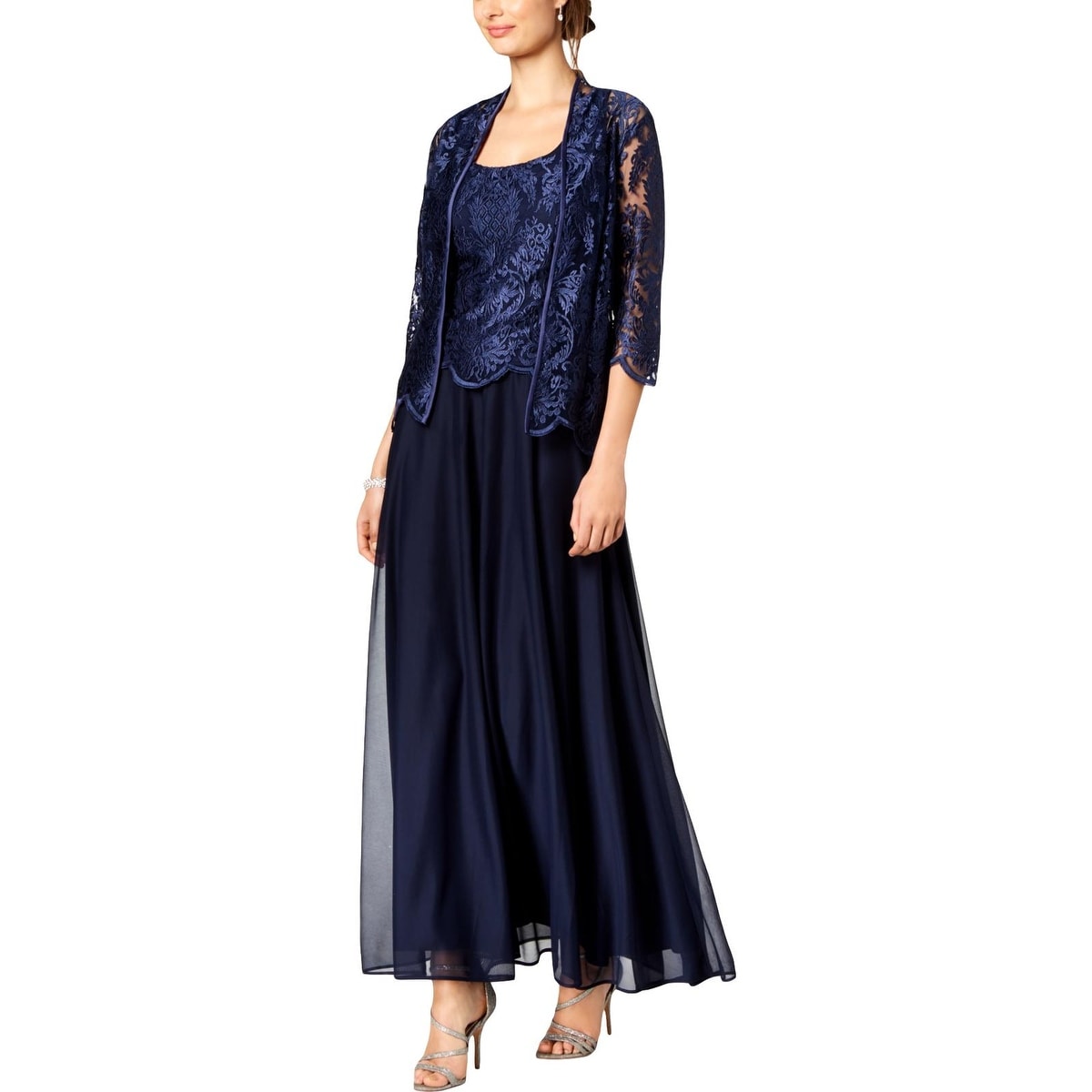 alex evenings embroidered jacket dress