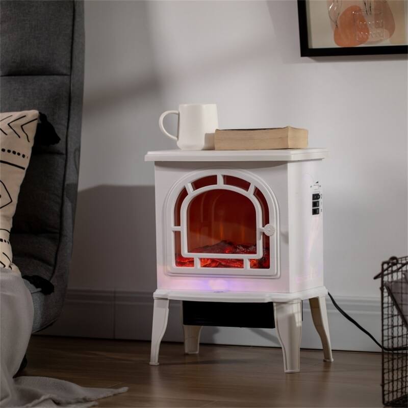 323 sq. ft. White Freestanding Electric Heater with 5120BTU Heat and Auto Shut-Off Safety Feature - 14.25" W x 9.5" D x 18" H