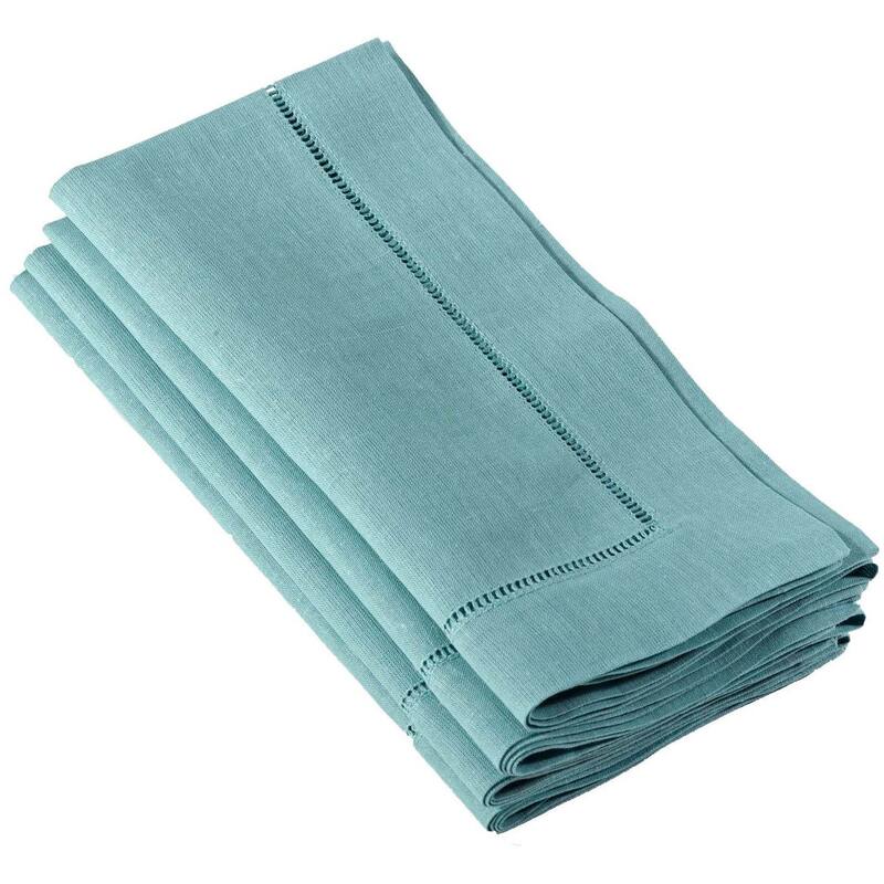 Hemstitched Linen Dinner Napkins (Set of 4) - Sea Green - Set of 4
