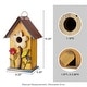 preview thumbnail 58 of 62, Glitzhome 10"H Multicolor Cute Distressed Solid Wood Birdhouse with 3D Flowers