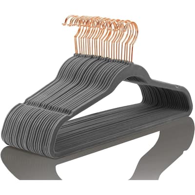 VECELO Mackaylee Velvet Hangers, Non Slip Standard Clothes Hanger Set, Heavy Duty Ivory Hangers(30/50/60/100 Pack)