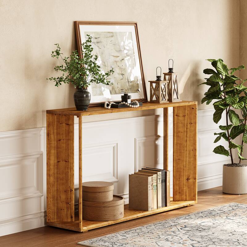 55 Inch Farmhouse Entryway Table Indoor for Foyer, Hallway - Brown