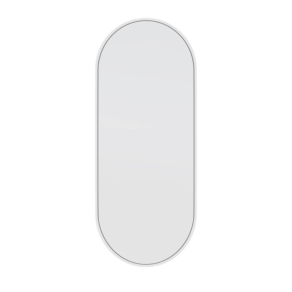 Glass Warehouse 40 in. H x 16 in. W Pill Shape Stainless Steel Framed Mirror