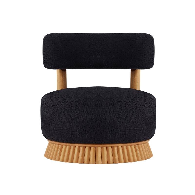 Armless Accent Chair for Living Room, Modern Slipper Vanity Chair with Wooden Base, Upholstered Bedroom Chair