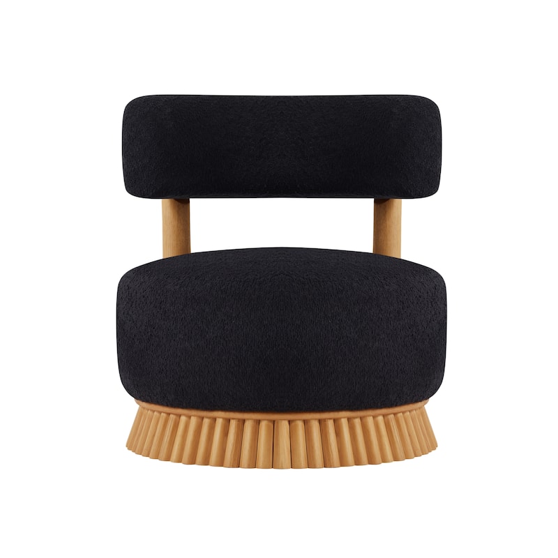 Christopher Knight Home - Rovena Modern Farmhouse Upholstered Accent Chair with Thatched Wood Base