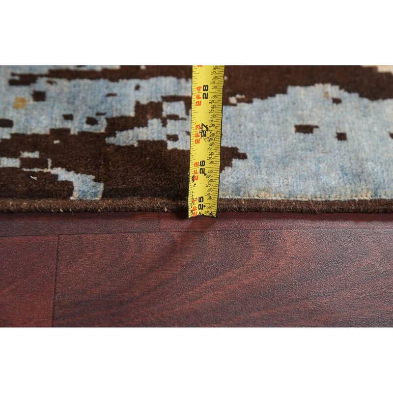 Contemporary Abstract Vegetable Dye Area Rug Hand-knotted Wool Carpet - 6'9" x 9'8"