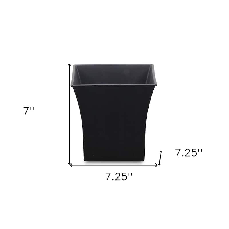HomeRoots 7" Black Recycled Plastic Indoor Outdoor Square Nursery Pot