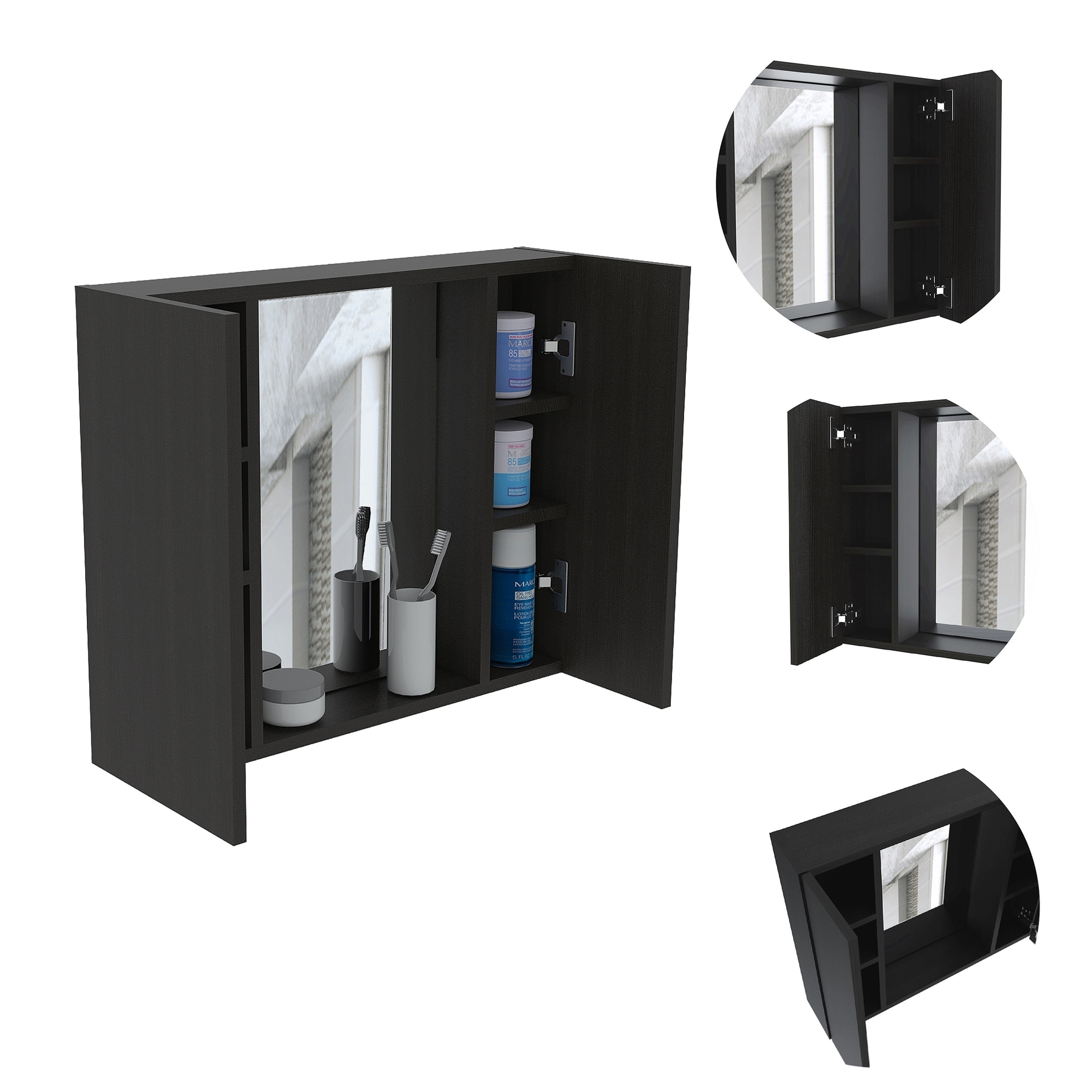 Bathroom Medicine Cabinet, One External Shelf, Single Door Mirror