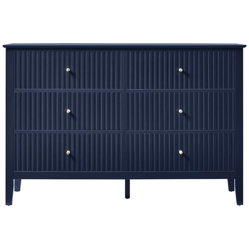 6 Drawer Dresser Fluted Modern with 5 Colors Available | High Weight Capacity Wood Dresser for Bedroom