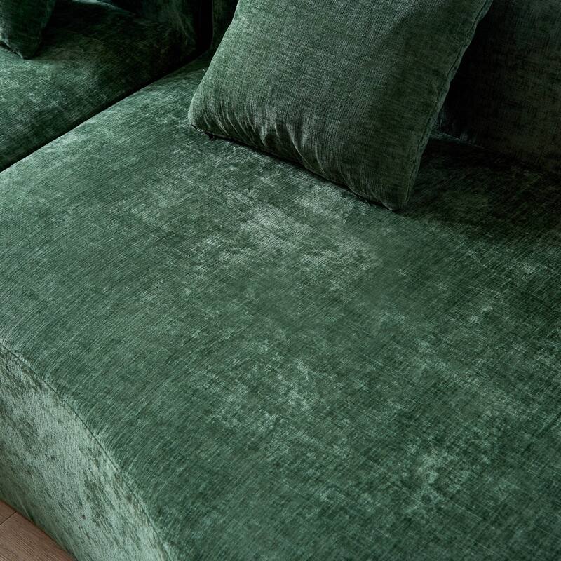 111.02" Curved Chenille Sectional Sofa, No Assembly Required