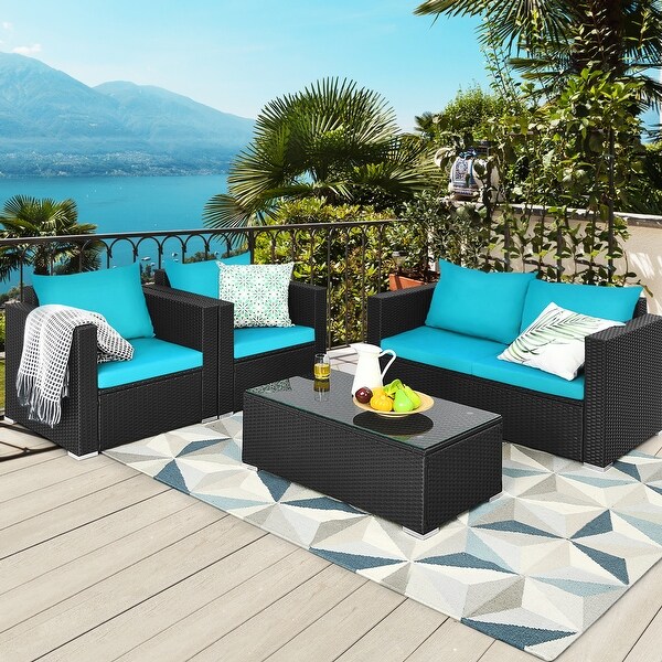 Gymax 3pc rattan furniture set hotsell outdoor patio couch sofa wicker set