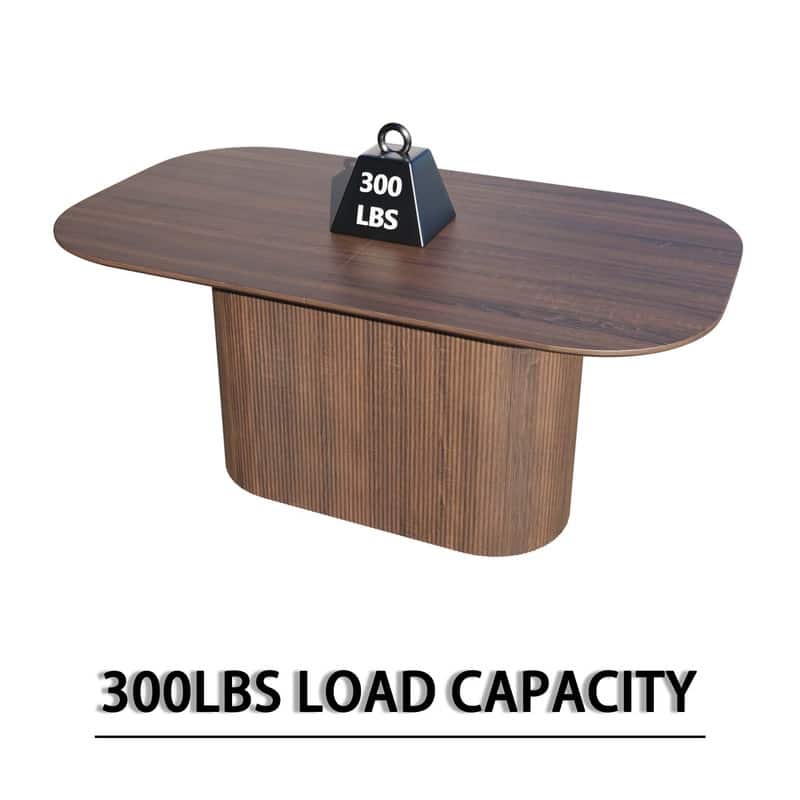 63-Inch MDF Modern Dining Table‌ – Stylish Design with Vertical Striped Legs, Thick Elegant Tabletop, Seats 4-8 People .
