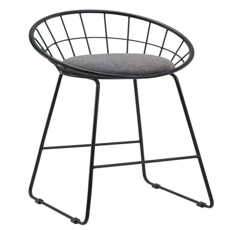 Set of 2 Grey and Black Metal Counter Height Bar Stools 26 Inch Seat - 19.5” x 17.69” x 33.5”