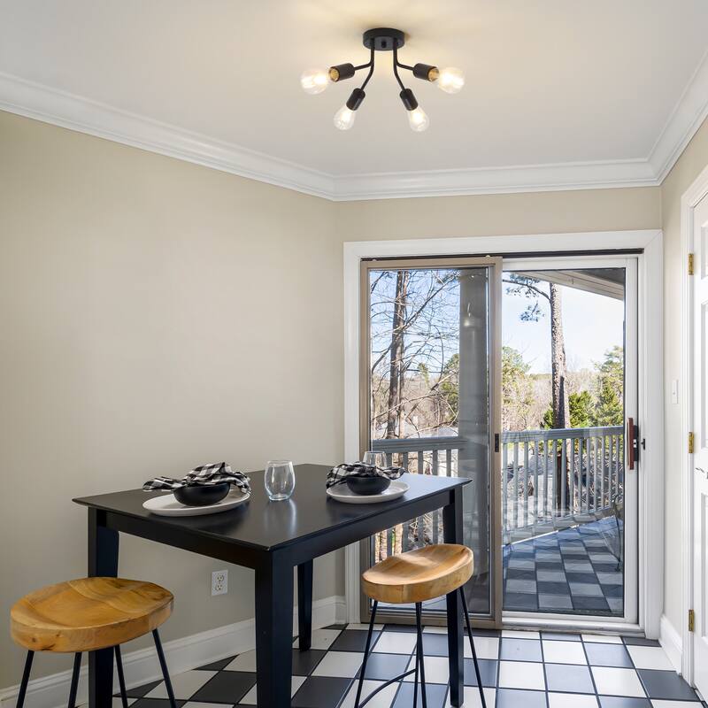 Modern 4-Light Semi Flush Mount Ceiling Light for Dining Room Bedroom Hallway Entryway