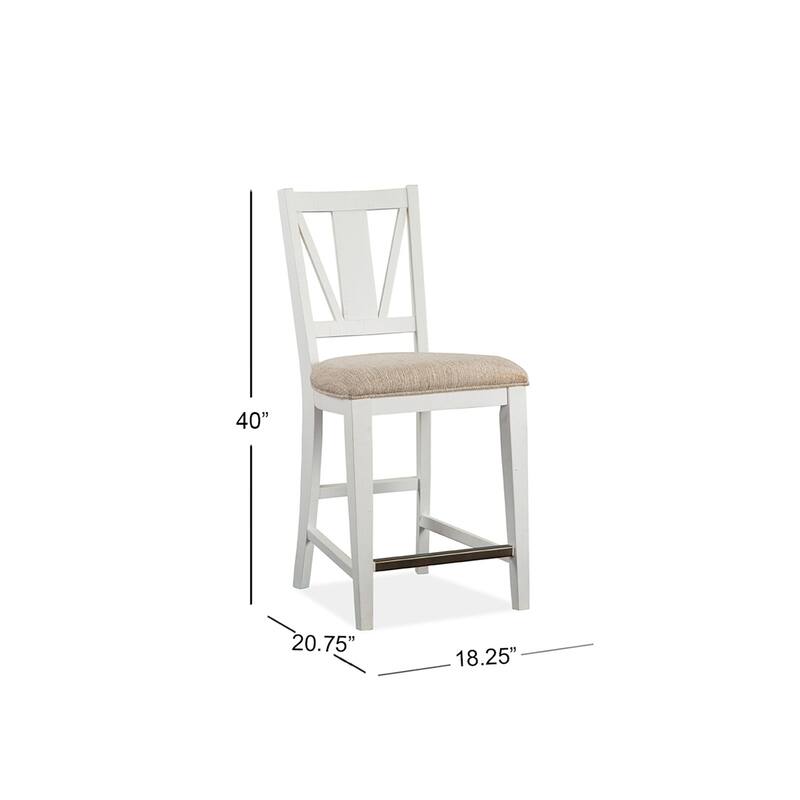 Magnussen Home Heron Cove Chalk White And Dovetail Grey Upholstered Counter Chair Two Pack - 18.25''W x 20.75''D x 40''H