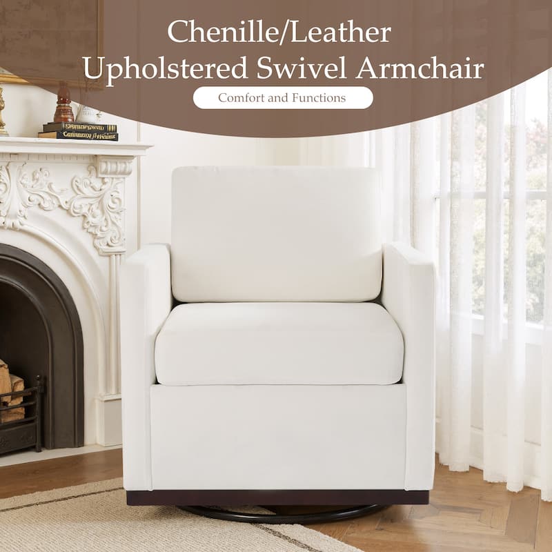 uixe Modern Upholstered Swivel Accent Chair with Pocket Spring Seat