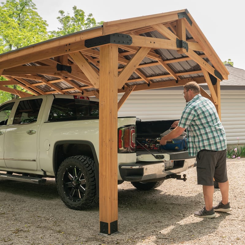 Backyard Discovery Norwood 20x12' Cedar Wood Gazebo with Steel Roof