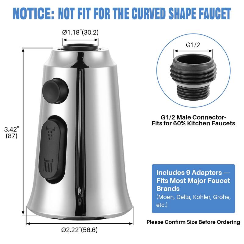 WOWOW Pull Down Kitchen Faucet Spray Head with 9 Adapters Kit