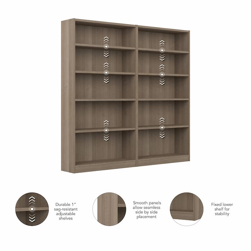 Universal Tall 5 Shelf Bookcase Storage - Set of 2 by Bush Furniture