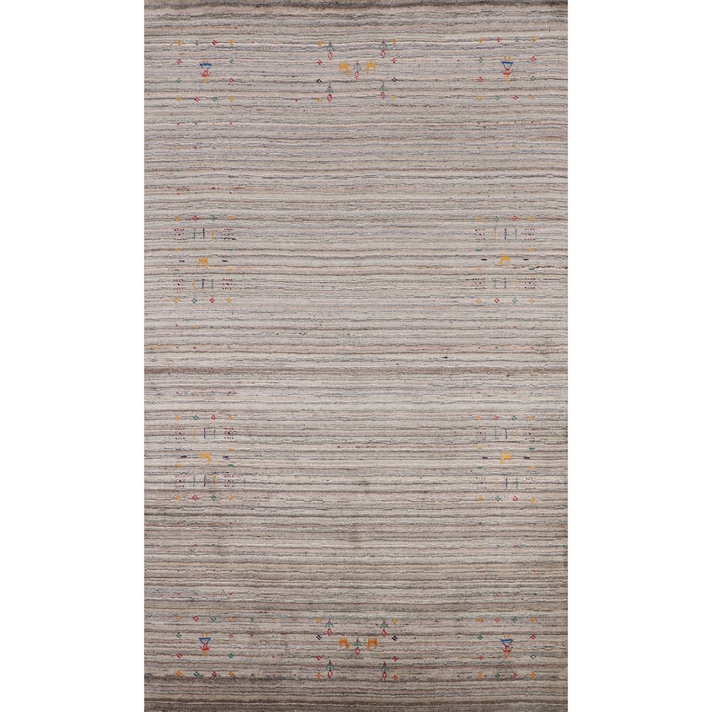 Gabbeh Oriental Area Rug Handmade Wool Carpet - 5'0" X 7'11"