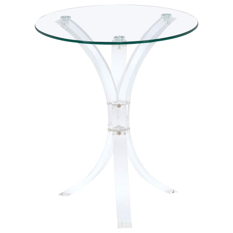 Laning Round Glass Top Acrylic Side Table Clear - Glass - Clear