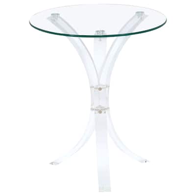 Laning Round Glass Top Acrylic Side Table Clear