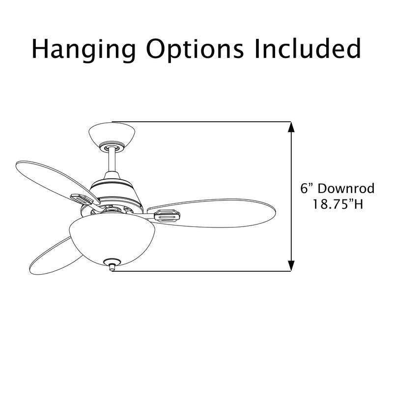 Maeve River of Goods 3-blade 42-inch Glam Indoor Ceiling Fan with Blue Hand-Cut Glass Shade and Remote Control