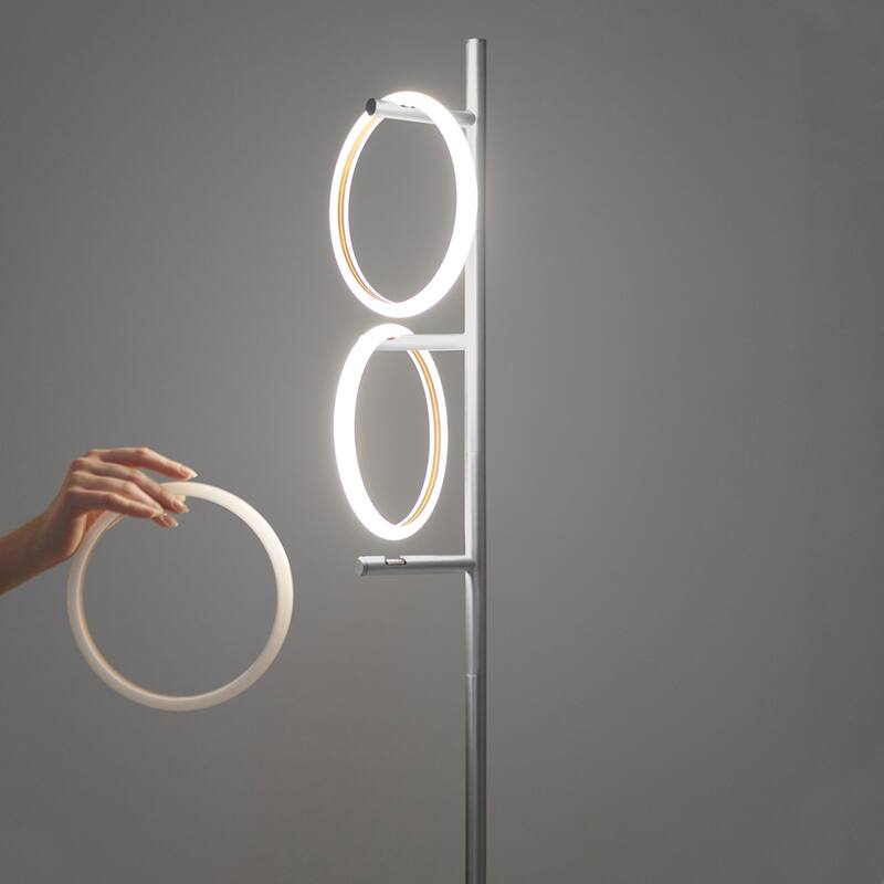 Brightech Saturn 66 in. Industrial 3-Light 3-Way Dimming LED Floor Lamp with 3 Replaceable LED Rings