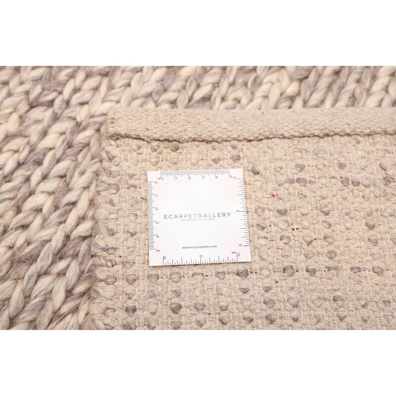 ECARPETGALLERY Braid weave Sienna Grey, Ivory Wool Rug - 5'2 x 8'1