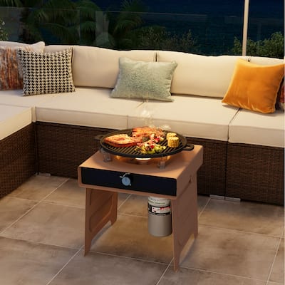 COSIEST Outdoor Patio Foldable Smokeless Fire Pit with Cooking Grill