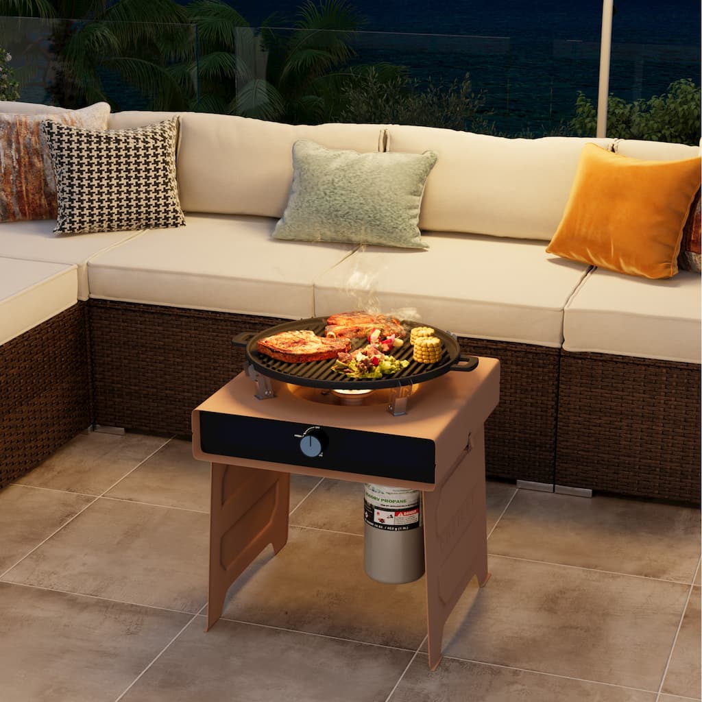COSIEST Outdoor Patio Foldable Smokeless Fire Pit with Cooking Grill