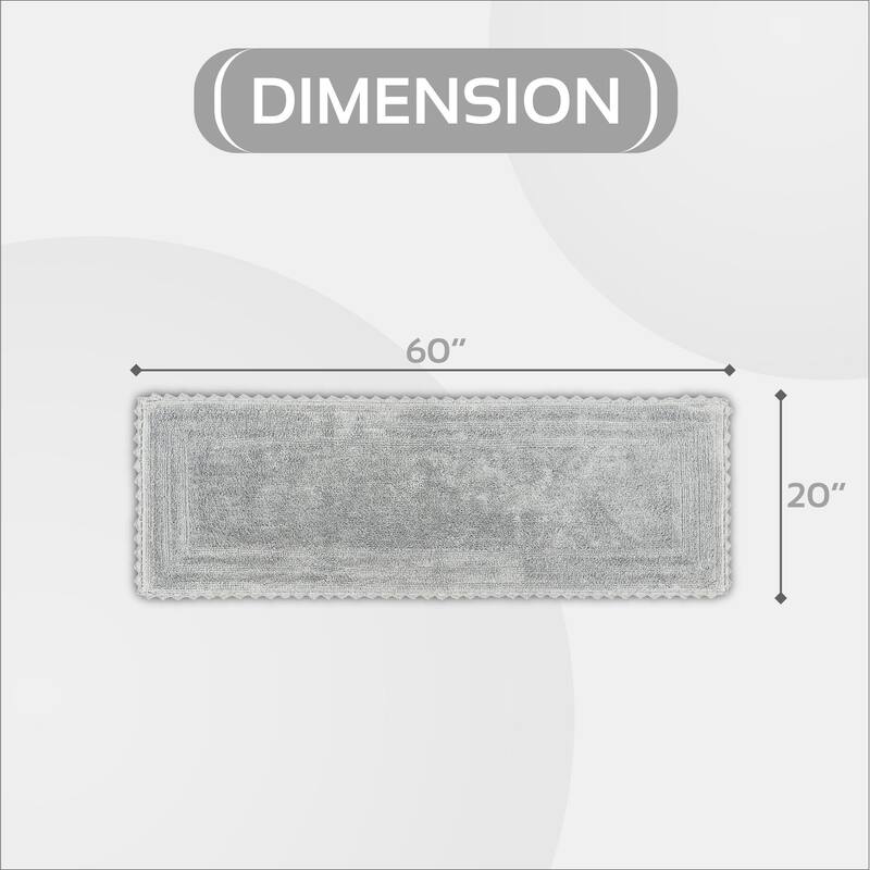 Better Trends Bath Rugs 100% Cotton Soft & Water Absorbent Reversible Tufted Bathroom Rug for Shower, Sink Mats Lilly Crochet - 20" x 60" Runner - Gray