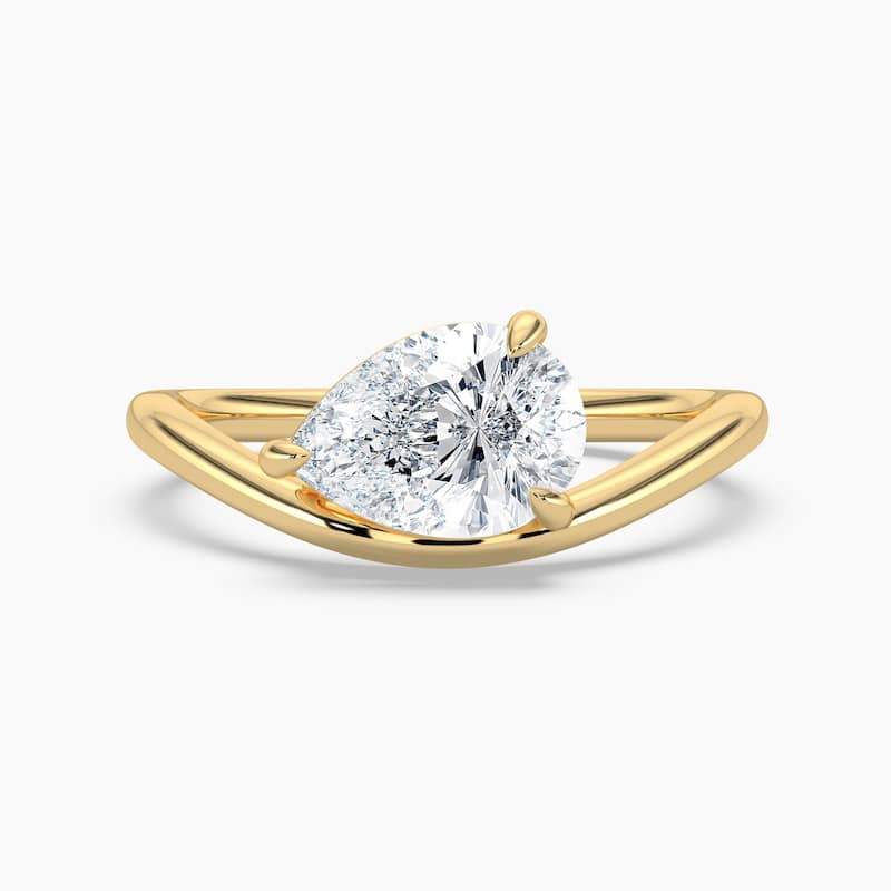 Auriya 14K Gold Lab Grown Diamond Pear Shape Curved Solitaire Engagement Ring 1.00 - 5.00ct. tw. (F-G, VS) - 3.00 carats - 5.5 - Yellow