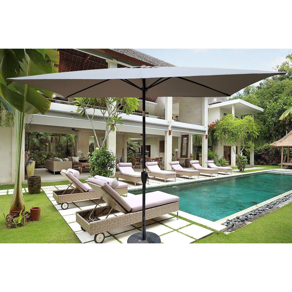 6x9ft Patio Umbrella Outdoor Waterproof Umbrella with Crank and Push Button Tilt without flap for Garden Backyard Pool Market