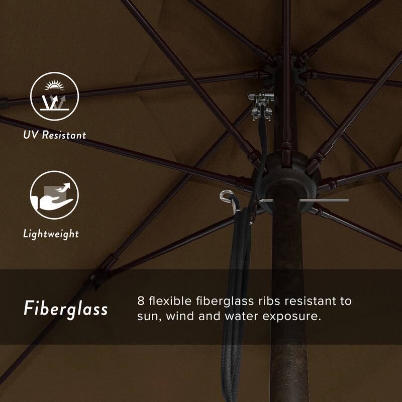 California Umbrella 11' Rd Aluminum Frame, Fiberglass Rib Patio Umbrella, Push Open, Bronze Finish, Sunbrella Fabric
