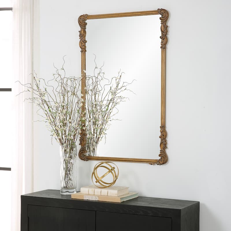 Porch & Den Old World Antique Gold Decorative Wall Mirror