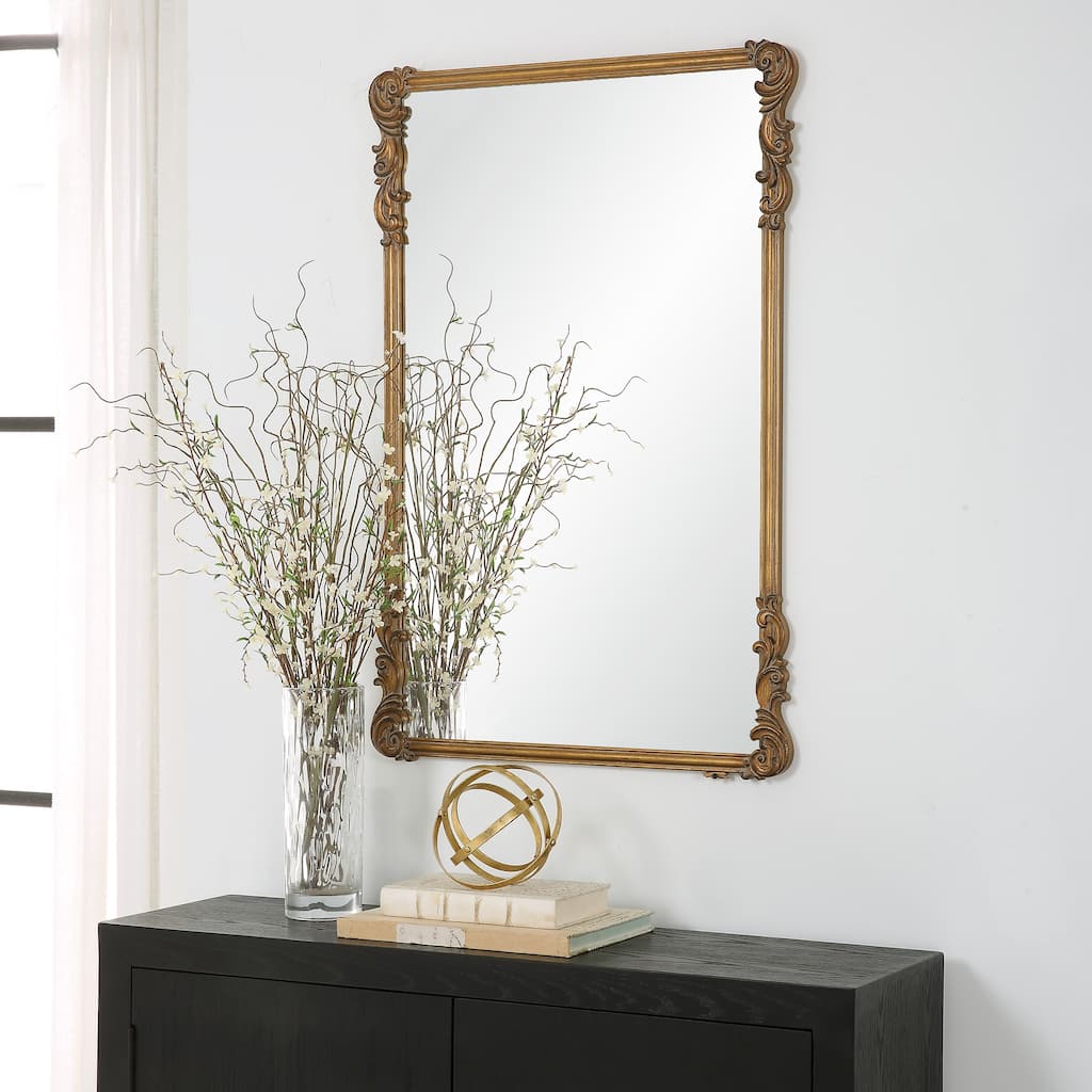 Porch & Den Old World Antique Gold Decorative Wall Mirror