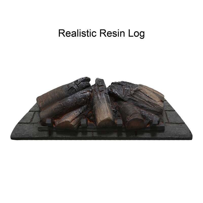 26" Electric Fireplace Insert with Infrared Quartz Heat, Adjustable Flame Brightness & Remote, 1500W Heater