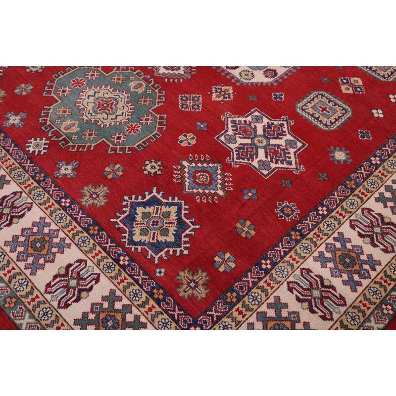 Tribal Kazak Juan Red/Natural Wool Rug - 8'0'' x 9'10''