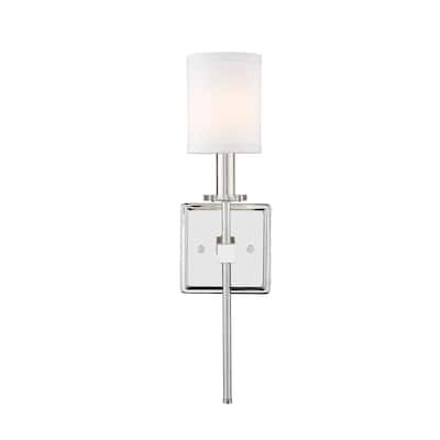 Glam 1-Light Wall Sconce with Modern Shade in Polished Nickel