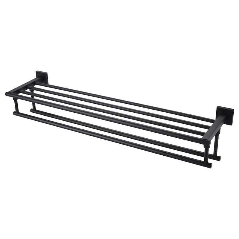 WOWOW Two Towel Holders Wall mounted Towel Rack - 32" - Matte Black