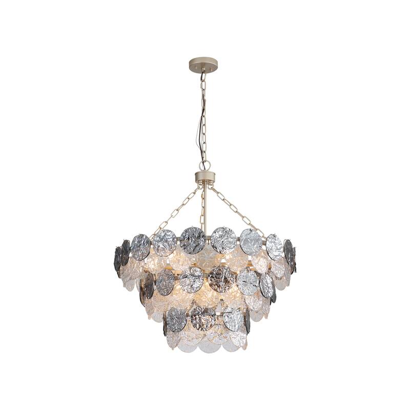 Yep by Golden Lighting Cascada 11-light Pendant in Aegean Silver and Smoke Plated Glass