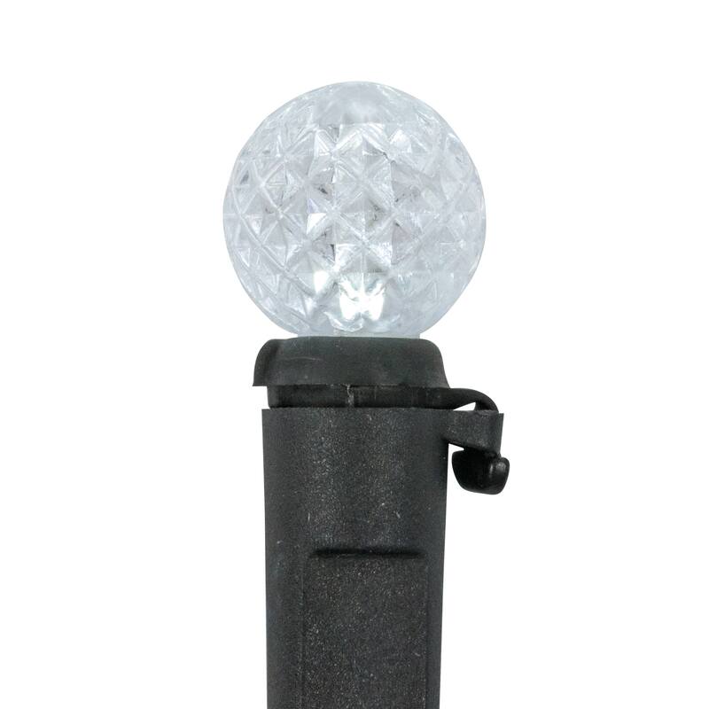 LED G12 Berry Christmas Lights - Pure White - 16' Black Wire - 50 ct