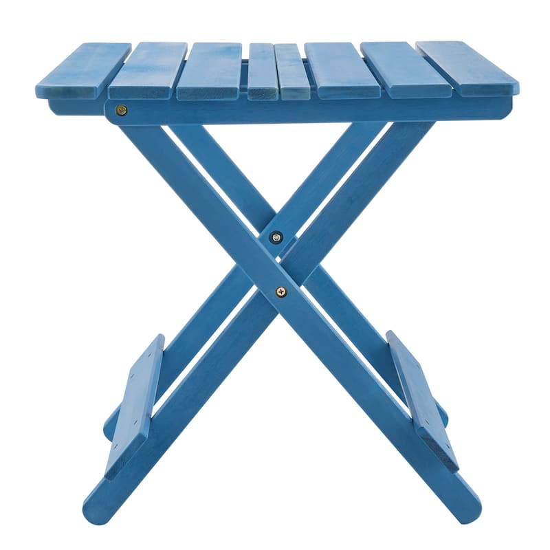 Acacia Wood Folding Patio Outdoor Side Table with X-Shaped Frame - 19.75" L x 19.75" W x 19.75" H