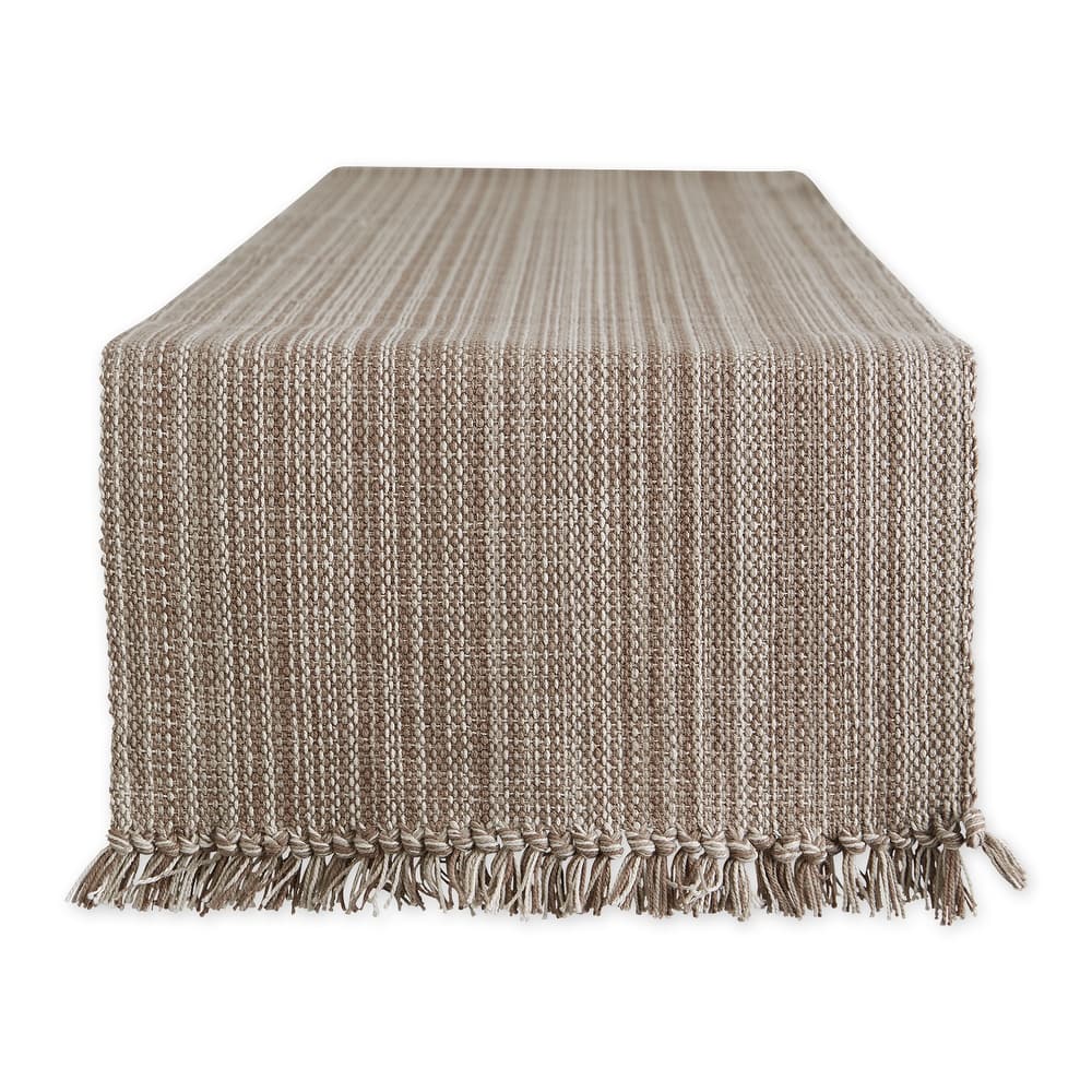 DII Variegated Taupe Fringe Table Runner 13x72