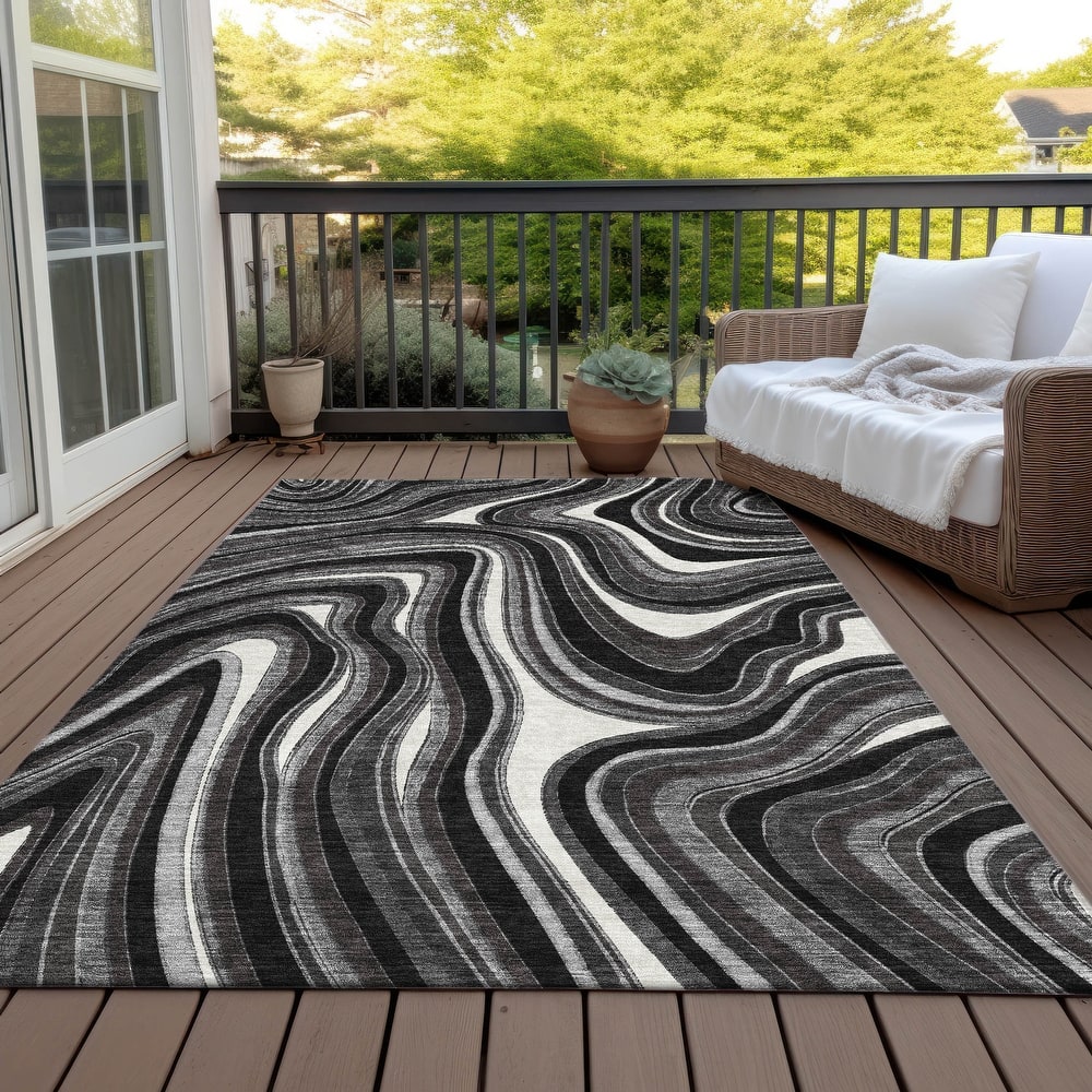 Machine Washable Indoor/ Outdoor Chantille Contemporary Abstract Rug