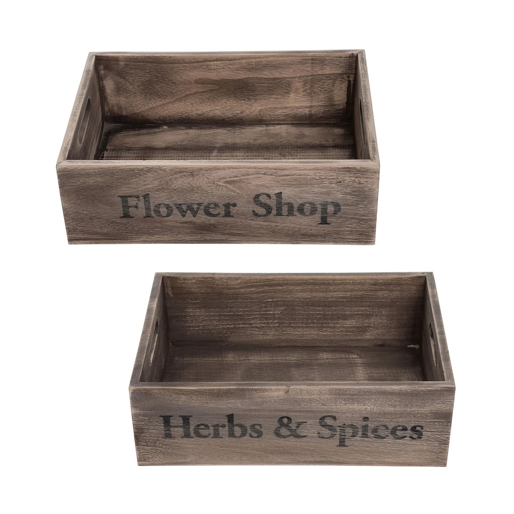 Transpac Wood Rustic Flower Shop Crate Set of 2 Spring Home Decorations