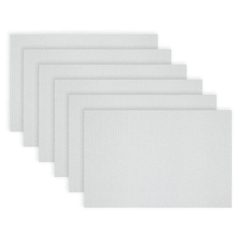 Dainty Home Natural Shimmer Woven Vinyl Reversible Placemat Set Of 6 - 12" x 18" - White
