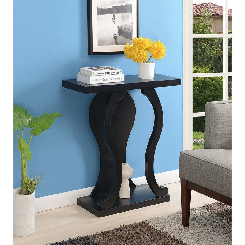 Convenience Concepts Newport Terry B Console Table with Shelf - Black